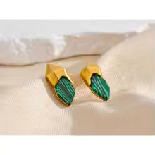 Green Malachite Stud Earrings