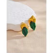 Green Malachite Stud Earrings