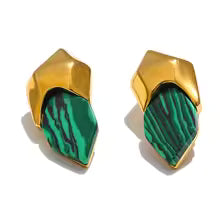Green Malachite Stud Earrings