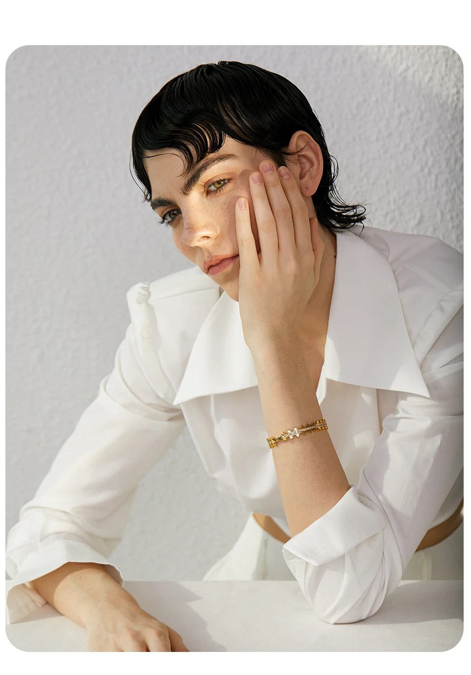 Gold Cubic Zirconia Geometric Bracelet