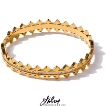 Gold Cubic Zirconia Geometric Bracelet