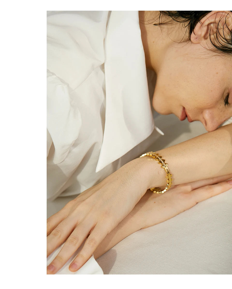 Gold Cubic Zirconia Geometric Bracelet