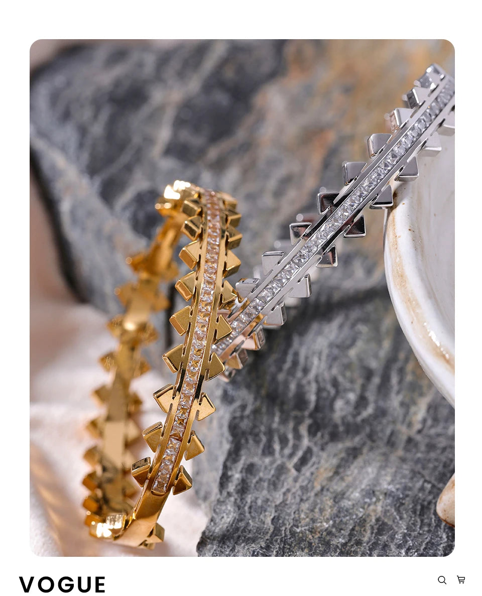 Gold Cubic Zirconia Geometric Bracelet