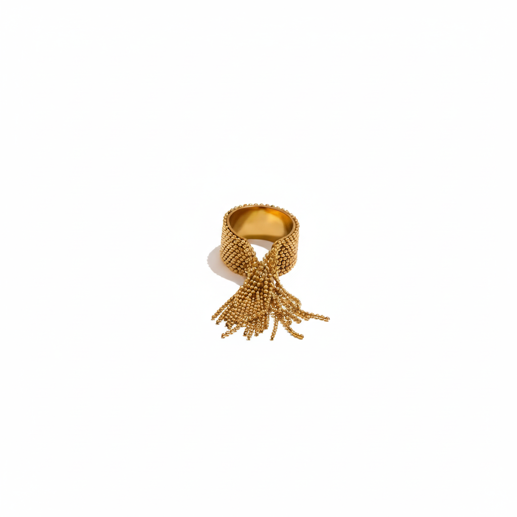18K Gold PVD Chain Tassel Adjustable Ring