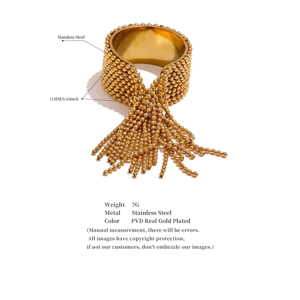 18K Gold PVD Chain Tassel Adjustable Ring