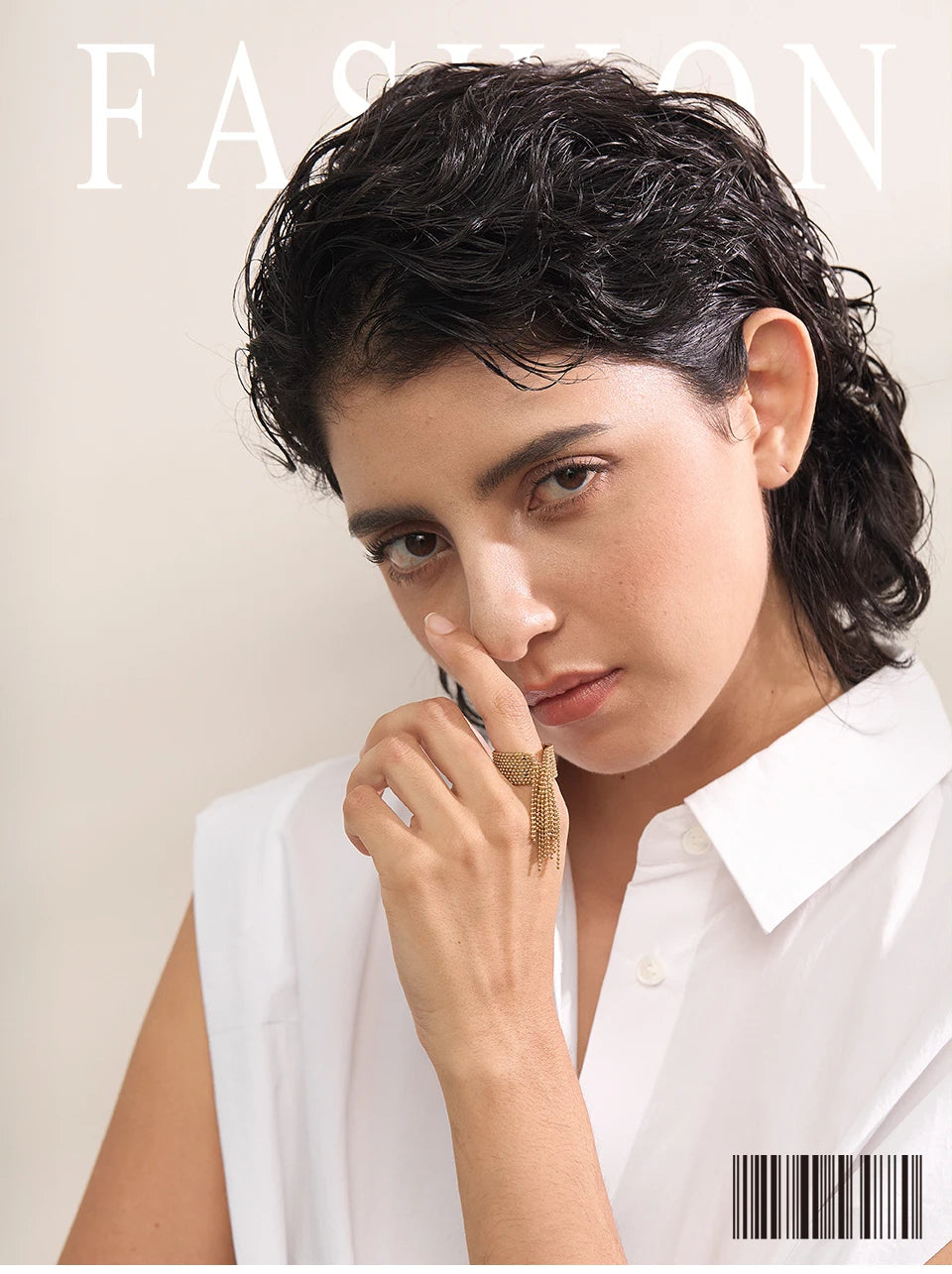 18K Gold PVD Chain Tassel Adjustable Ring