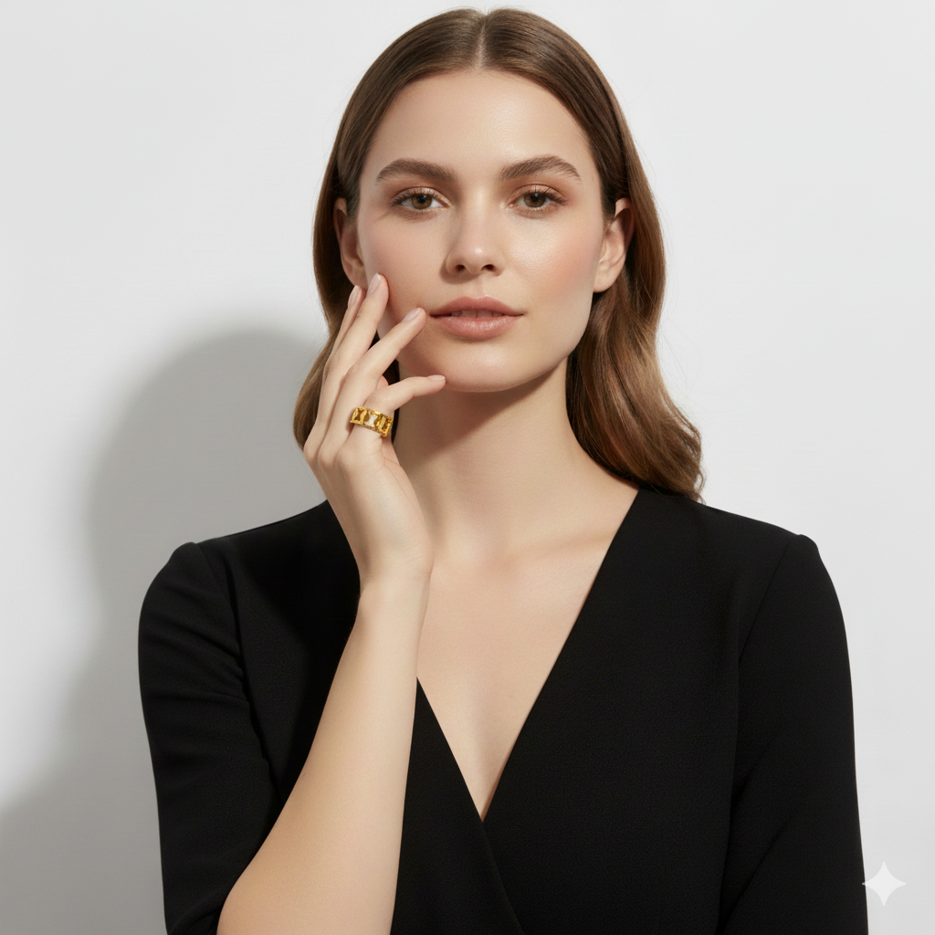 Rhombus Geometric Open Ring