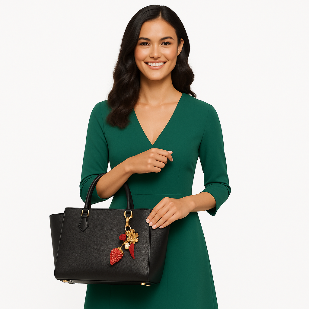 Red Strawberry Enamel Keychain