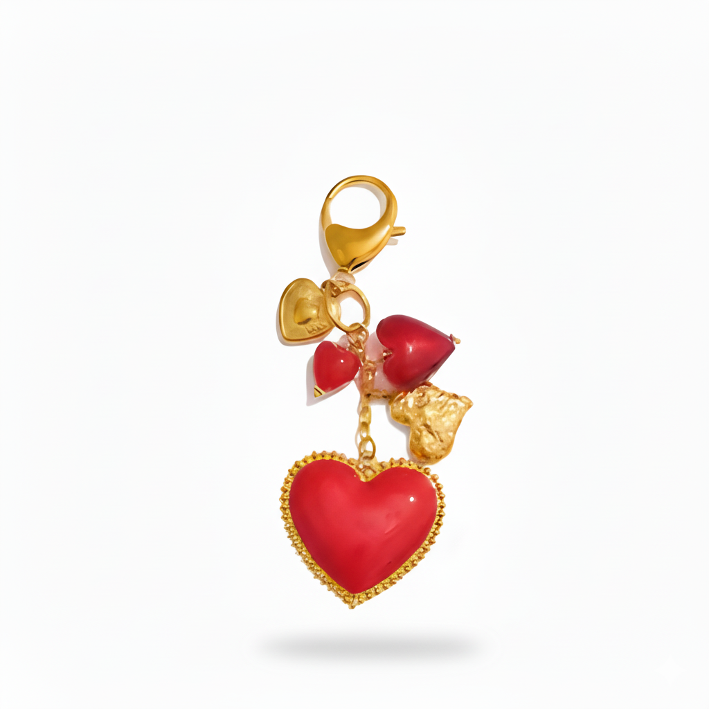 Red Glass Heart Keychain