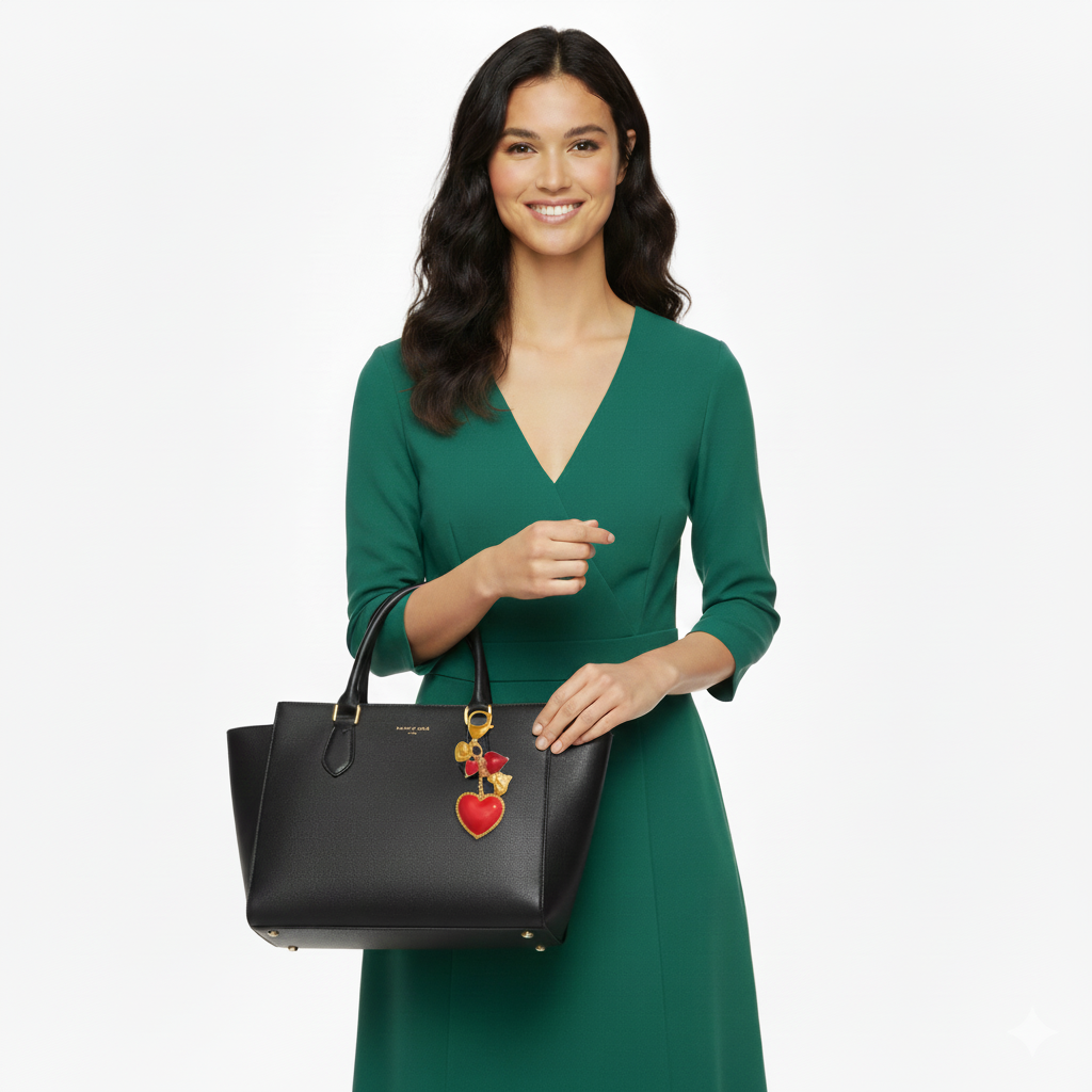 Red Glass Heart Keychain