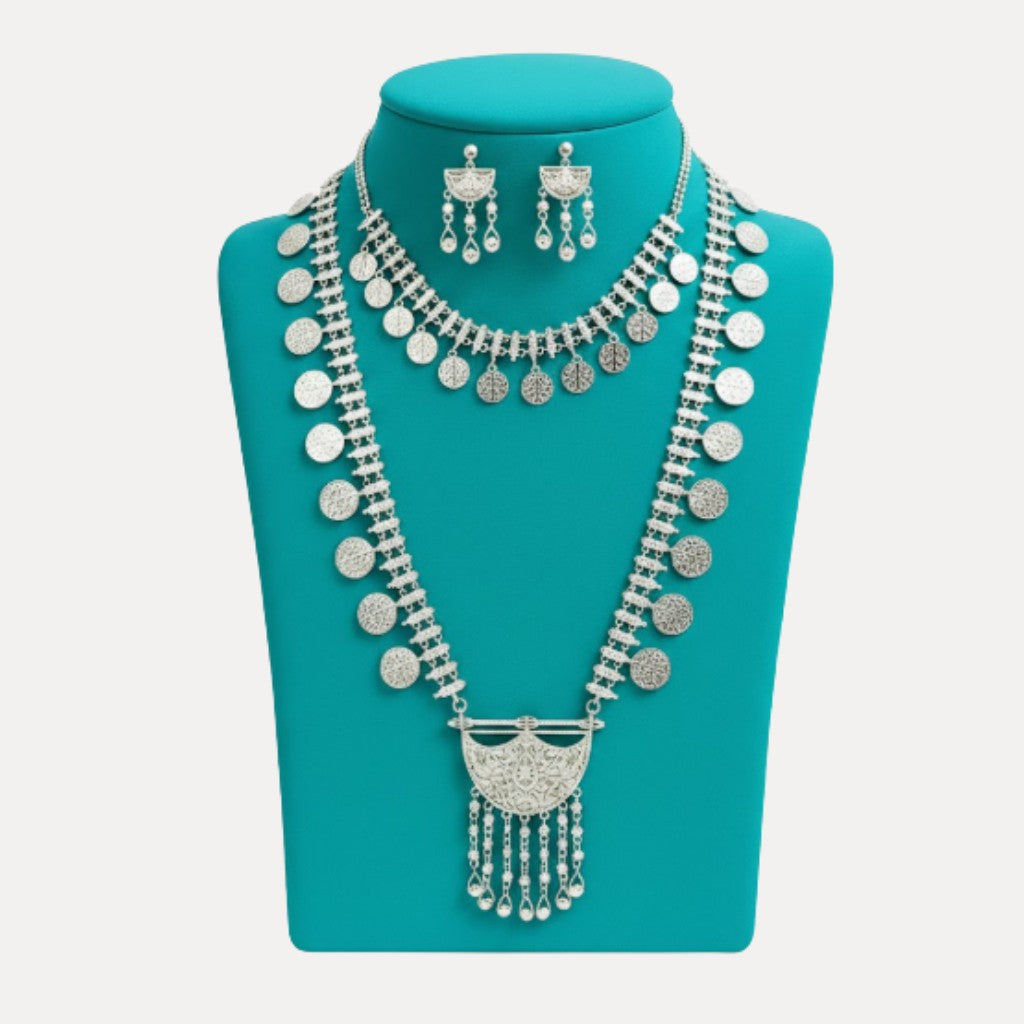 Long Silver Chain Necklace