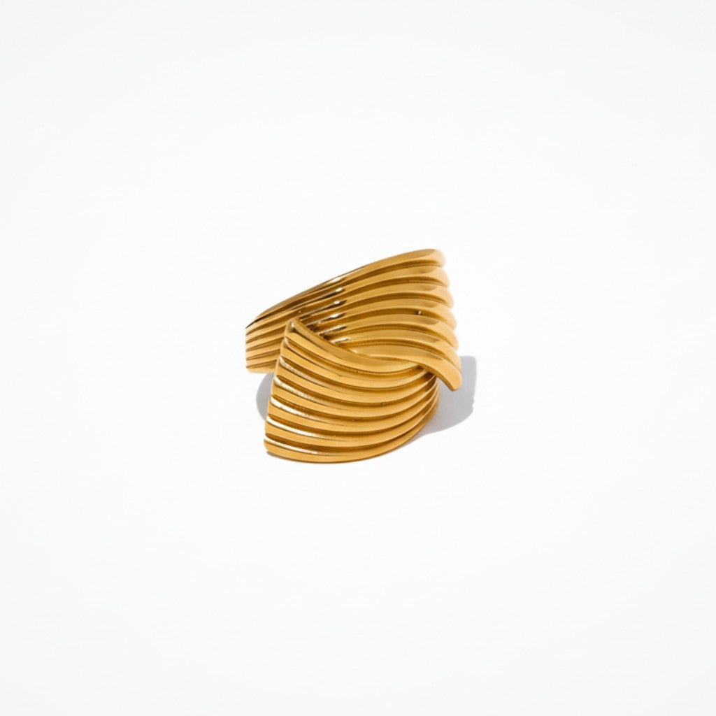 Geometric Golden Wide Ring