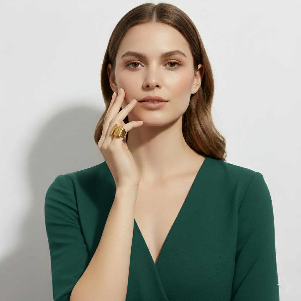 Shell Geometric Open Ring