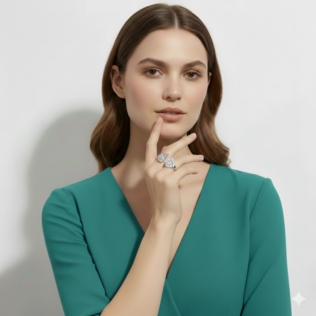 Adjustable Zirconia Heart Love Ring